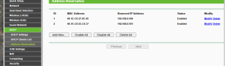 DHCP reservering